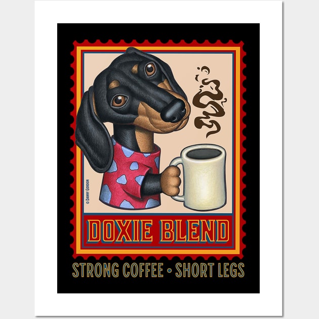 Cute Funny Dachshund Wiener Dog Coffee Wall Art by Danny Gordon Art